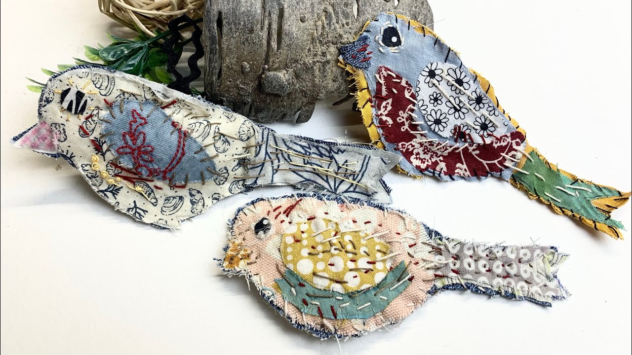 Slow Stitched stencilled Boho Birds @Stencilgirl