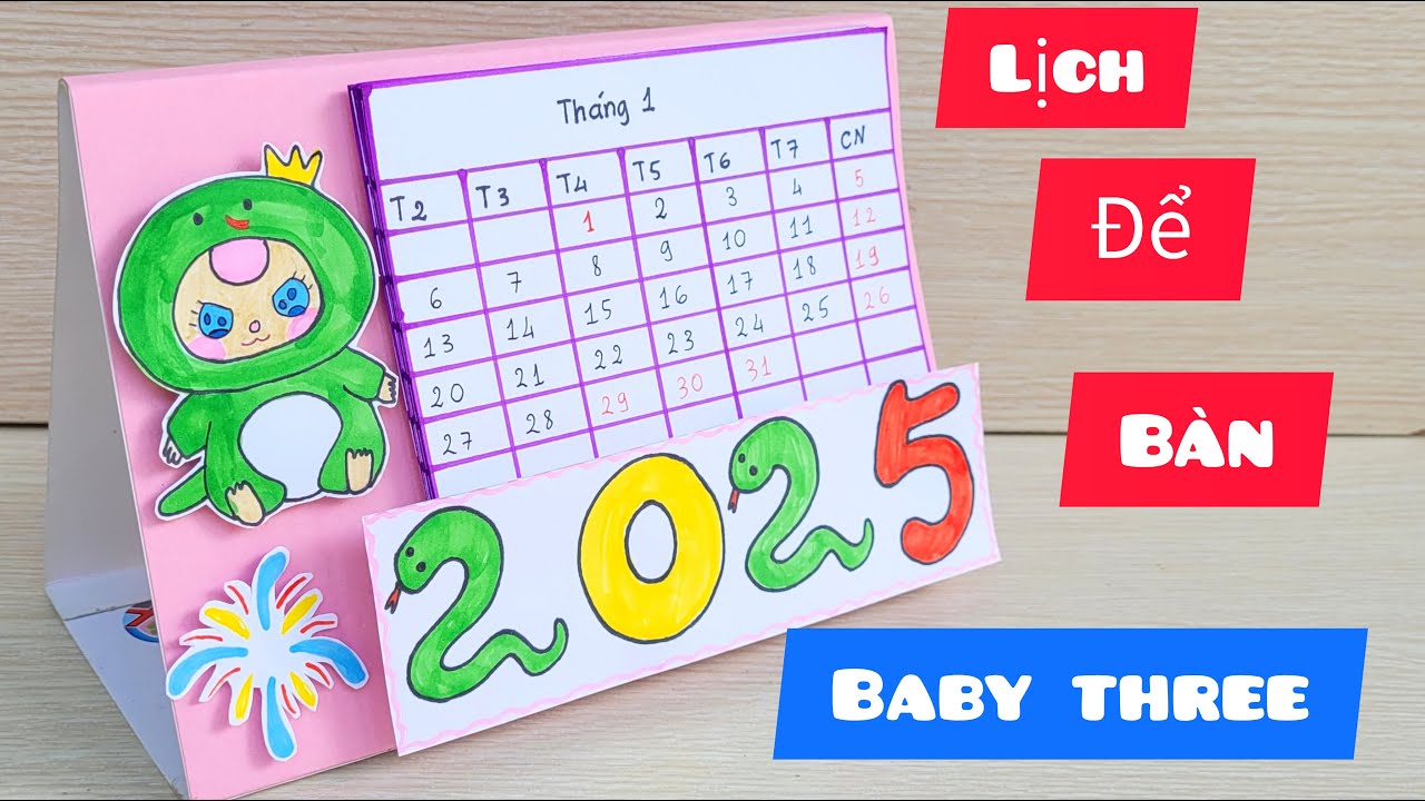 C&aacute;ch L&agrave;m Lịch Để B&agrave;n Bằng Giấy | L&agrave;m Lịch Baby Three | V&acirc;n Handmade