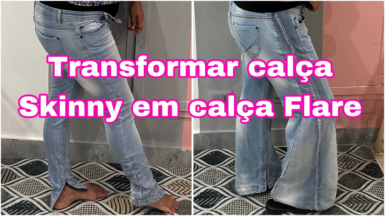 Como alargar cal&ccedil;a jeans / como transformar skinny em cal&ccedil;a flare / conserto de roupa Huda Nunes