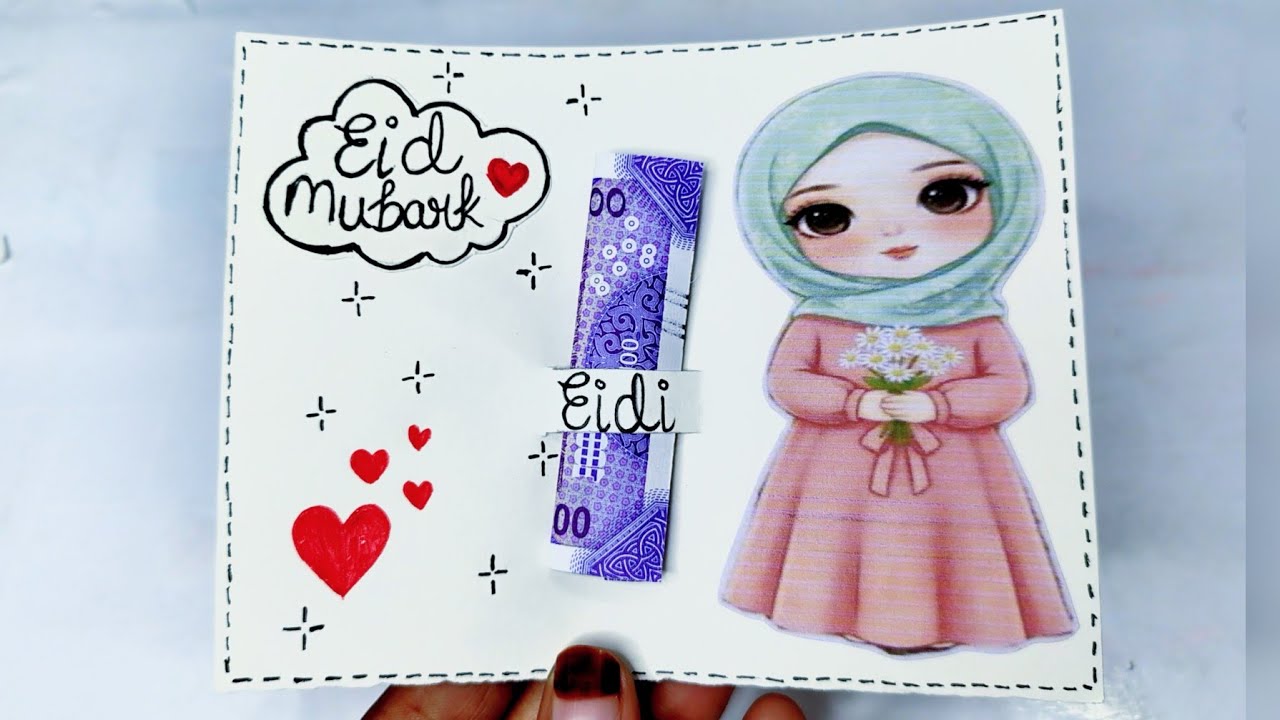 NkCraftsArt is live👋🌷✨ Handmade card for Eid 😍