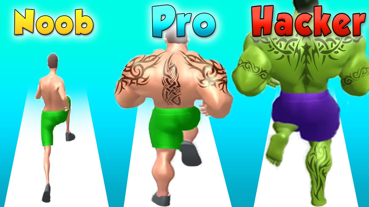 Muscle Rush try on Noob VS Pro VS Hacker - Hulk Smash Destruction Running Game - All Levels Gameplay
