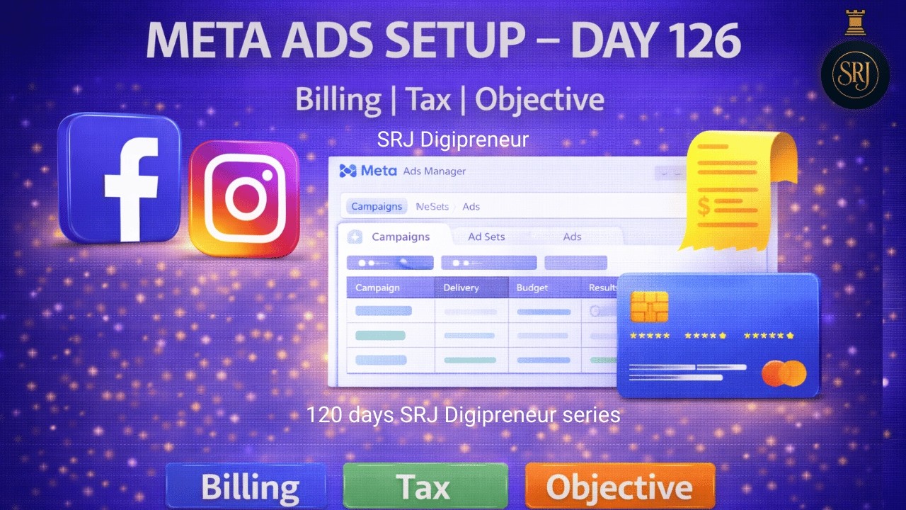 Day 126 | Meta Ads Account Setup | Billing, Tax Info & Campaign Objective Selection #metaads