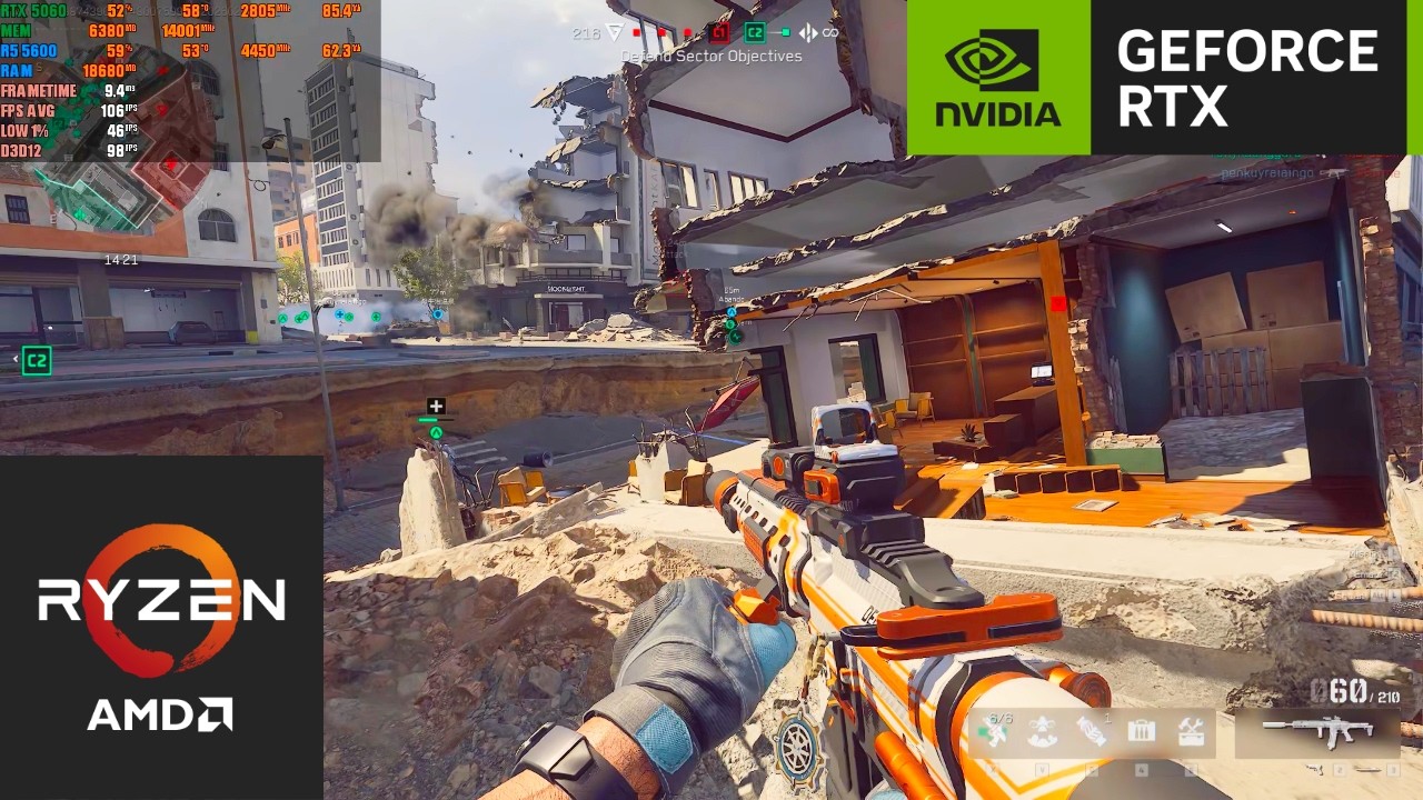 Delta Force : RTX 5060 8GB + RYZEN 5 5600 (1080P Competitive Settings Nvidia DLSS Quality)