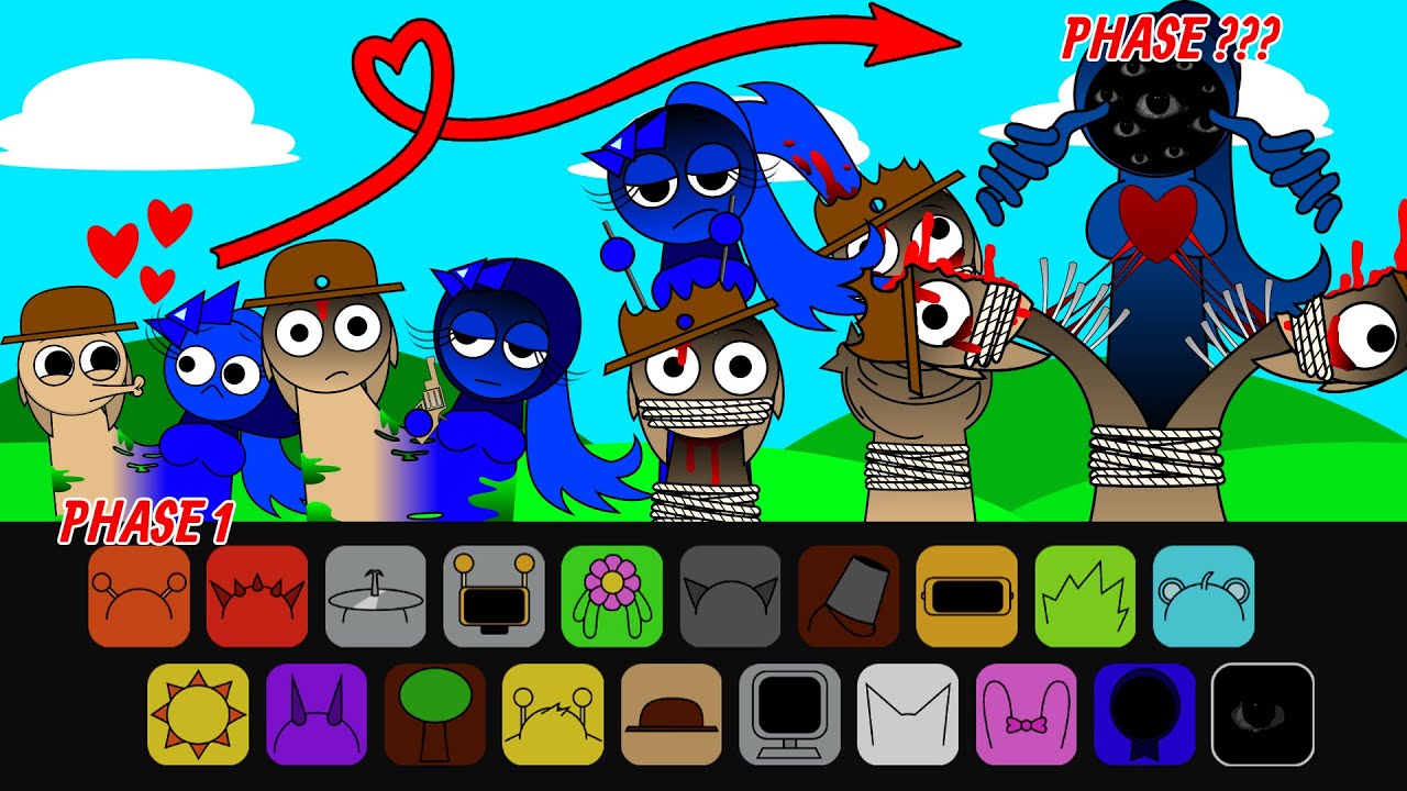 Sprunki Sinner Edition, But JEVIN x TUNNER Fall in Love ALL PHASES /Sprunki CREEPY SYMBIOSIS SUS Mod