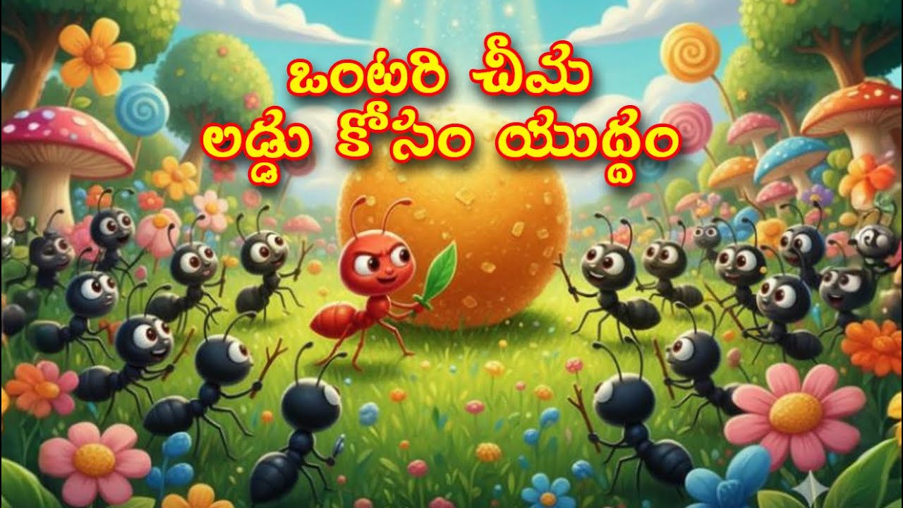 ఒంటరి చీమ - లడ్డూ కోసం యుద్దం | Telugu Moral Story for Kids | Teamwork Story | #funny  #animation