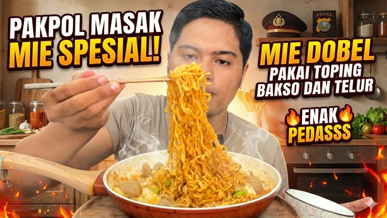 JANGAN DILIHAT KALAU LAPAR! MIE DOBEL PAKPOL TOPING MELIMPAH
