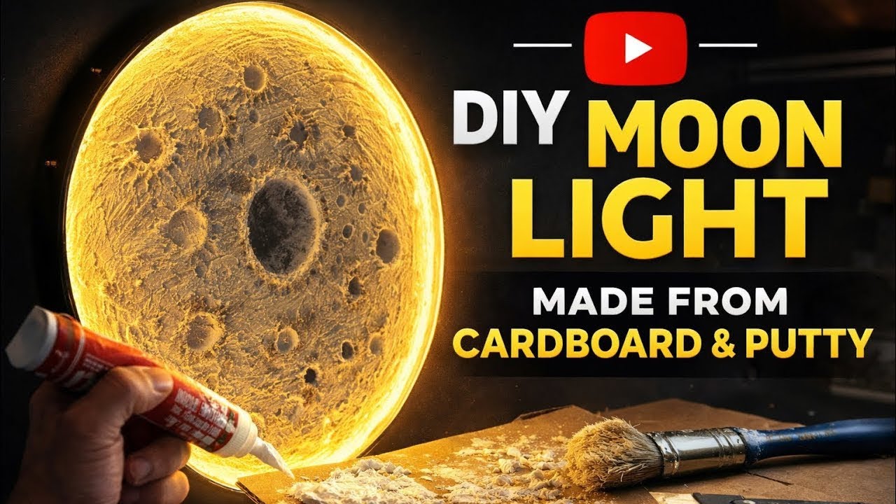 DIY Moon Light 🌕 | Cardboard & Putty Craft | Budget Home Decor Idea ✨