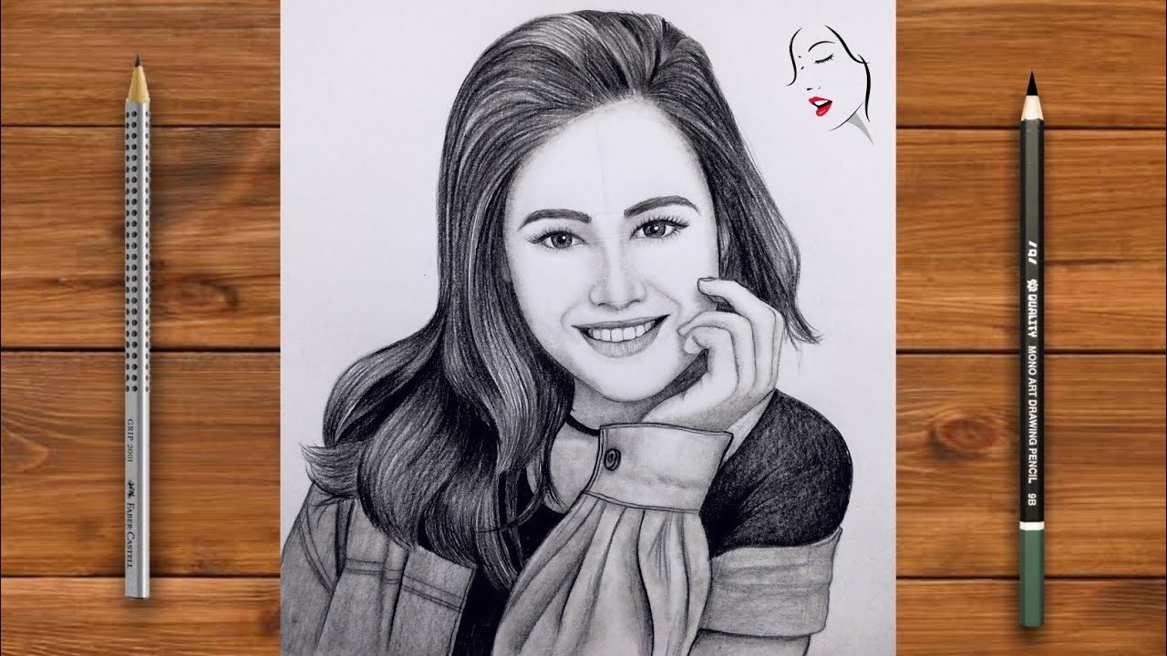 How to Draw a Girl - Pencil Sketch Drawing - A Happy Girl - The Crazy Sketcher