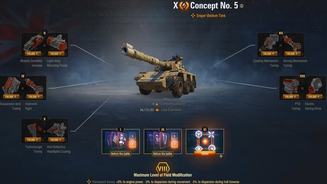 Concept 5 Field Mod, Equipments and Crew Skills - World of Tanks