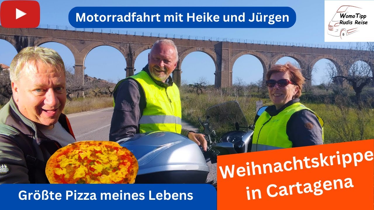 Motorradausflug Weihnachtskrippe Cartagena Spanien Innenstadt und Fahrtszenen