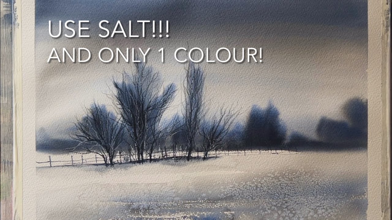 1 Colour & SALT!!! BEGINNERS Watercolour WINTER TREES Loose LANDSCAPE Watercolor PAINTING Techniques