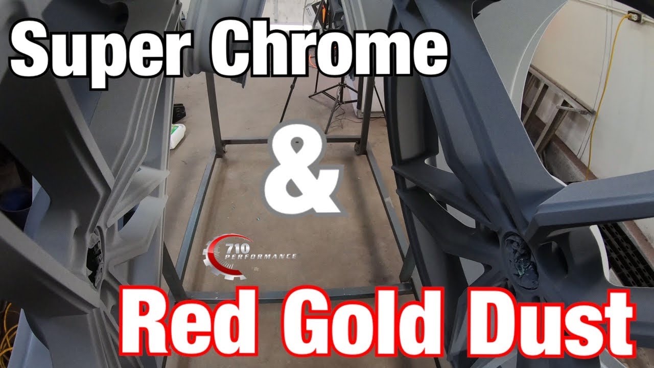 Powder Coating Wheels Super Chrome and Red Gold Dust