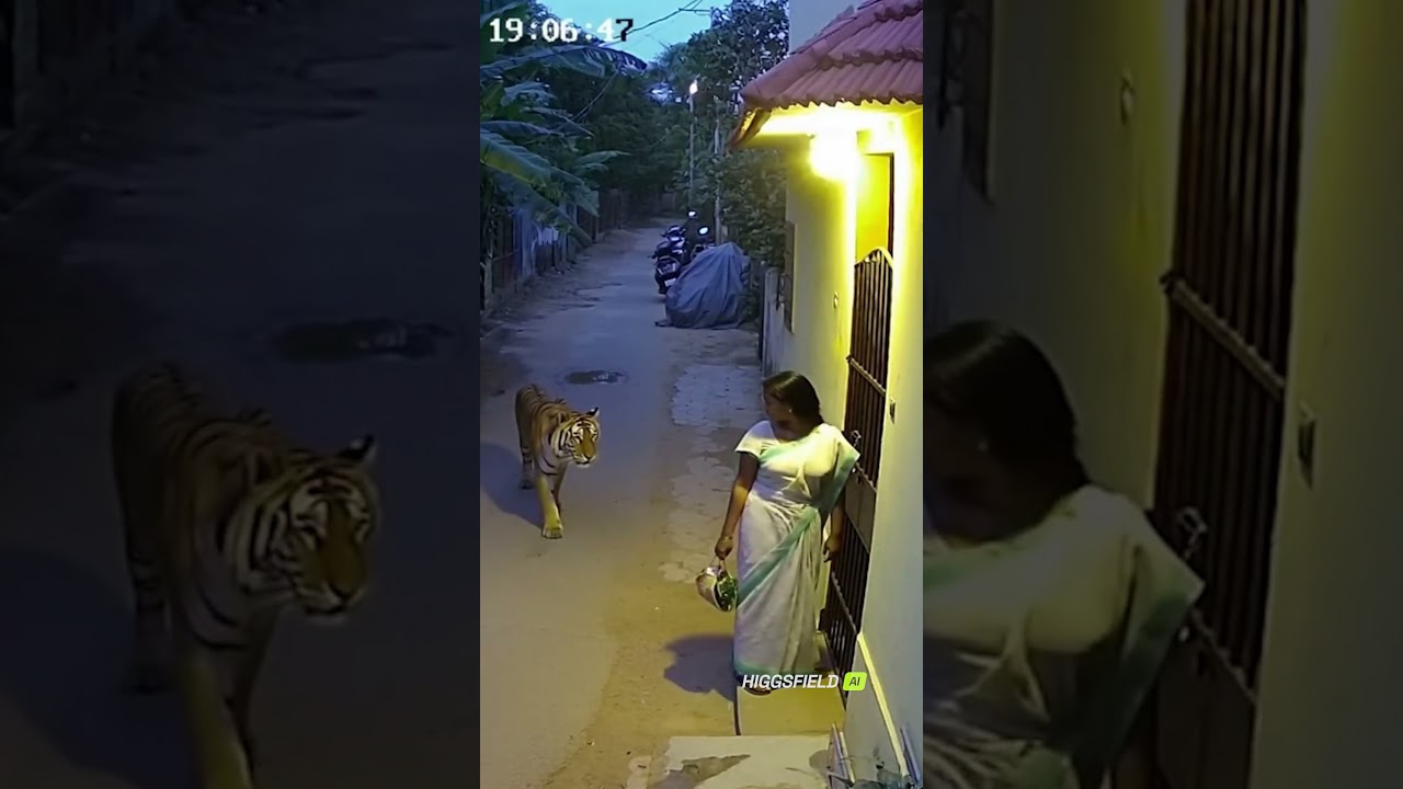 Fearless Lady Faces Tiger at Her Doorstep &mdash; Caught on CCTV!
