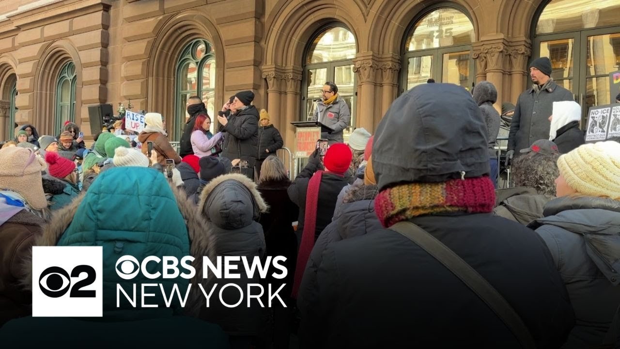 Artists protest ICE at event outside NYC's Public Theater