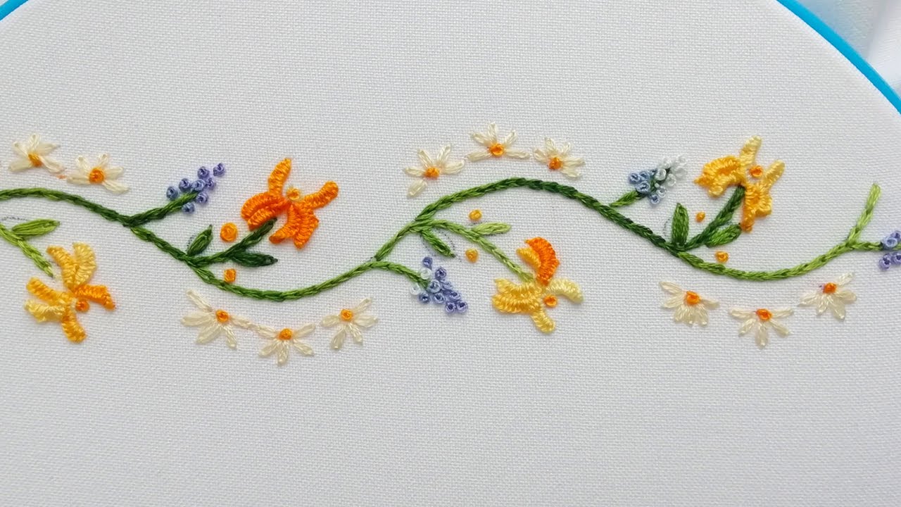 Embroidery |  new design border | flower stitch