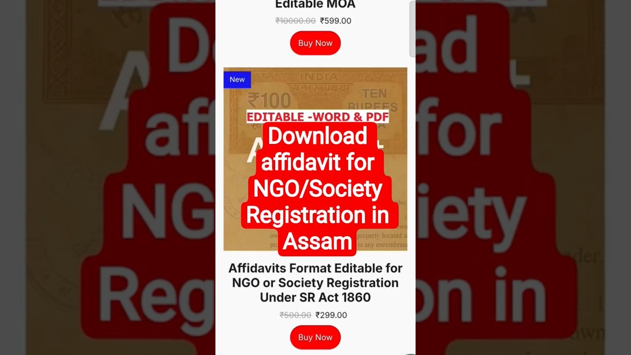 Affidavit Format for NGO / Society /Club Registration in Assam #societyregistration #ngoregistration