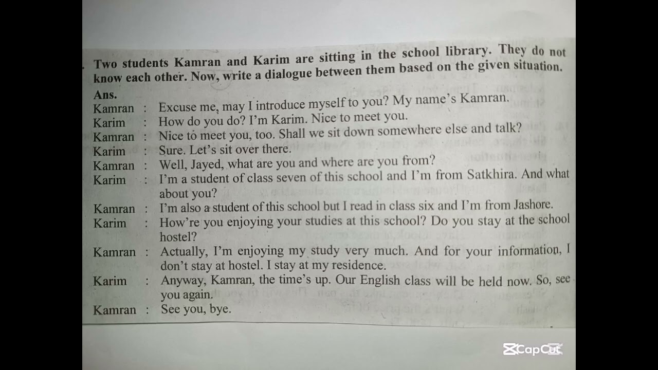 Two students kamran and karim are sitting in the school(উচ্চারণ সহ) // Class 6 // Writing Dialogue