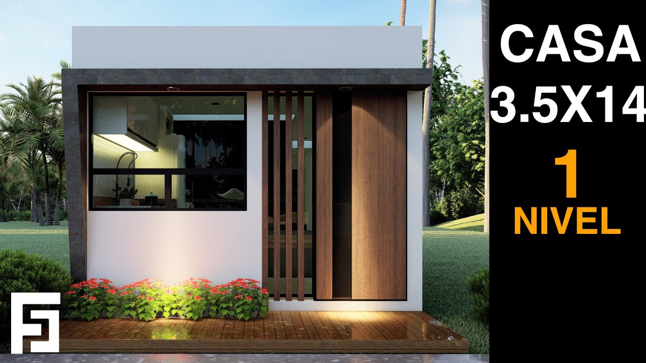 PLANO DE CASA 3.5x14 m / HOUSE DESIGN 3.5 X14 / DESIGN RUMAH 3.5 X14