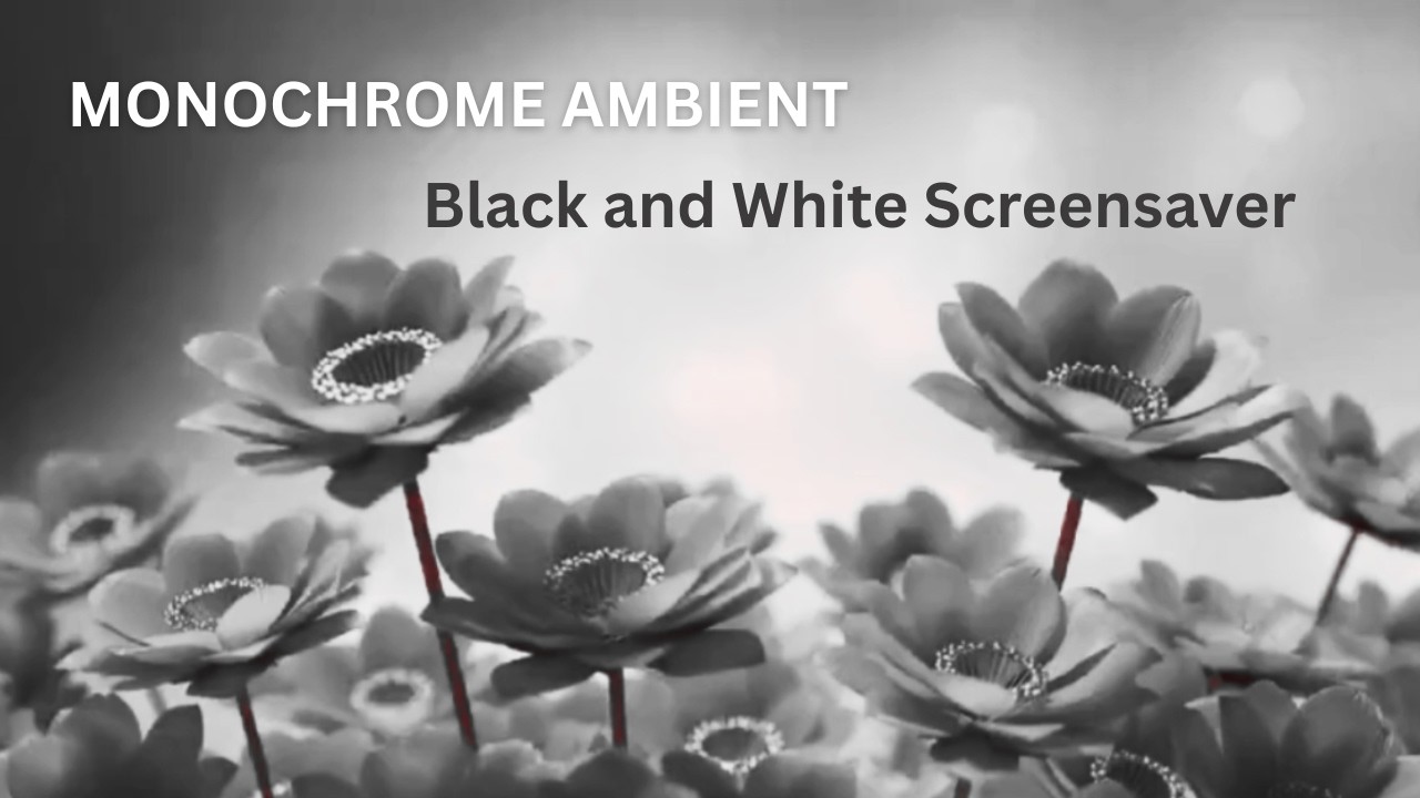 Monochrome Floral Motion Screensaver | Black & White Ambient Background for Study & Calm (30 Min)