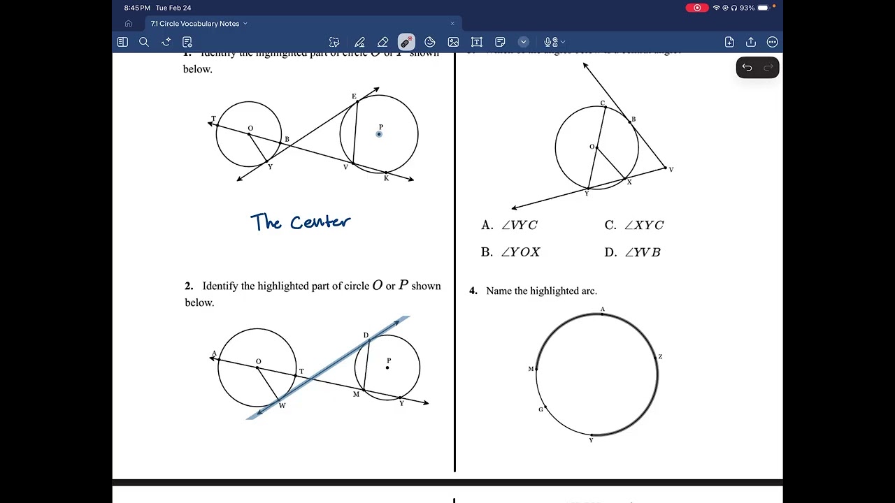 7.1 Circle Vocabulary CHS 2026 | SM2