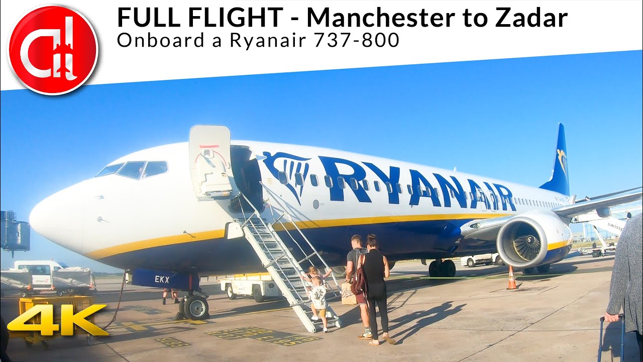 (4k) FULL FLIGHT - Manchester to Zadar - Ryanair 737-800 - July 2021
