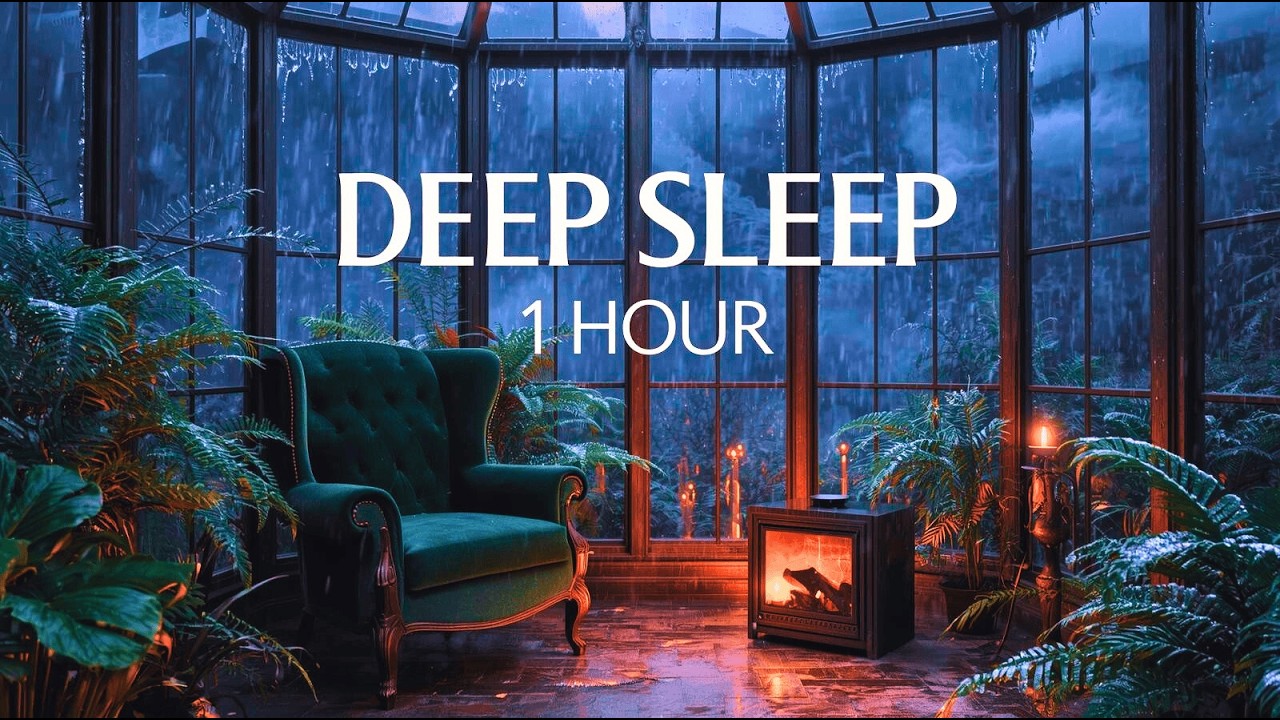 Deep Sleep in Alpine Glasshouse: 1 Hour Guided Story & Blizzard Ambience for Insomnia Relief