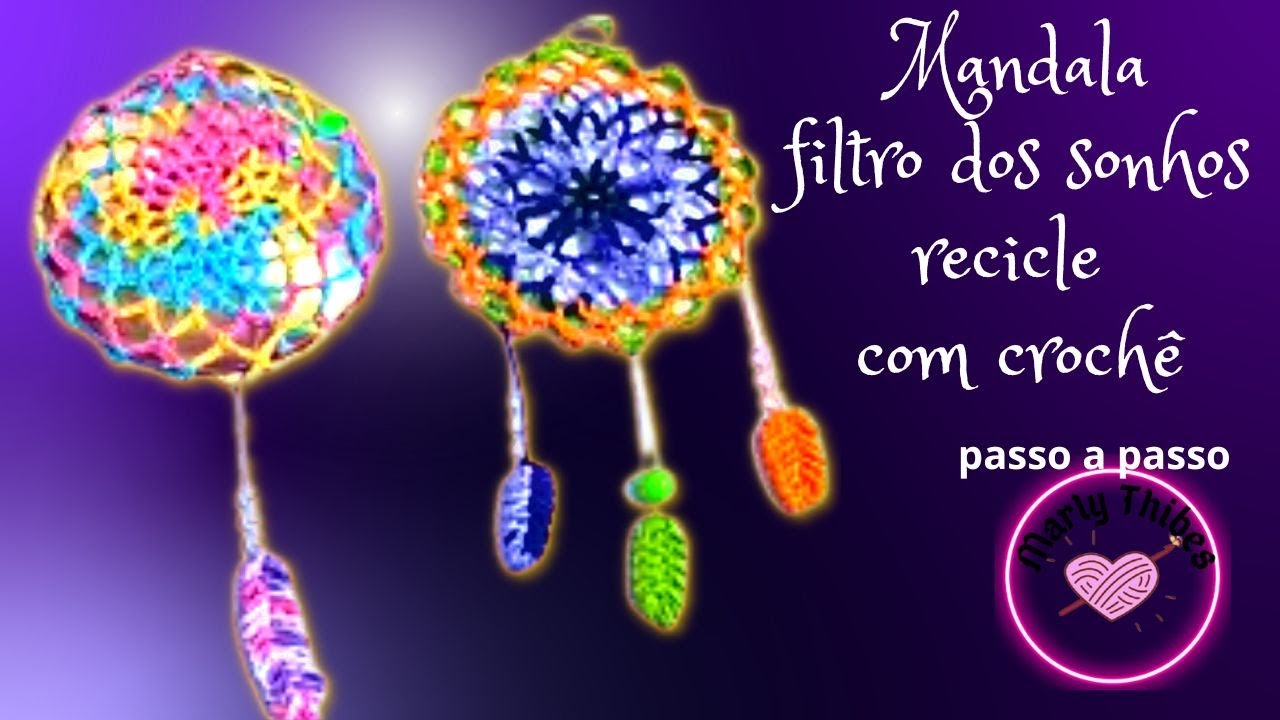 Drean Catchers (filtro dos sonhos ) ou Mandalas com base no CD e crochê passo a passo @marlythibes