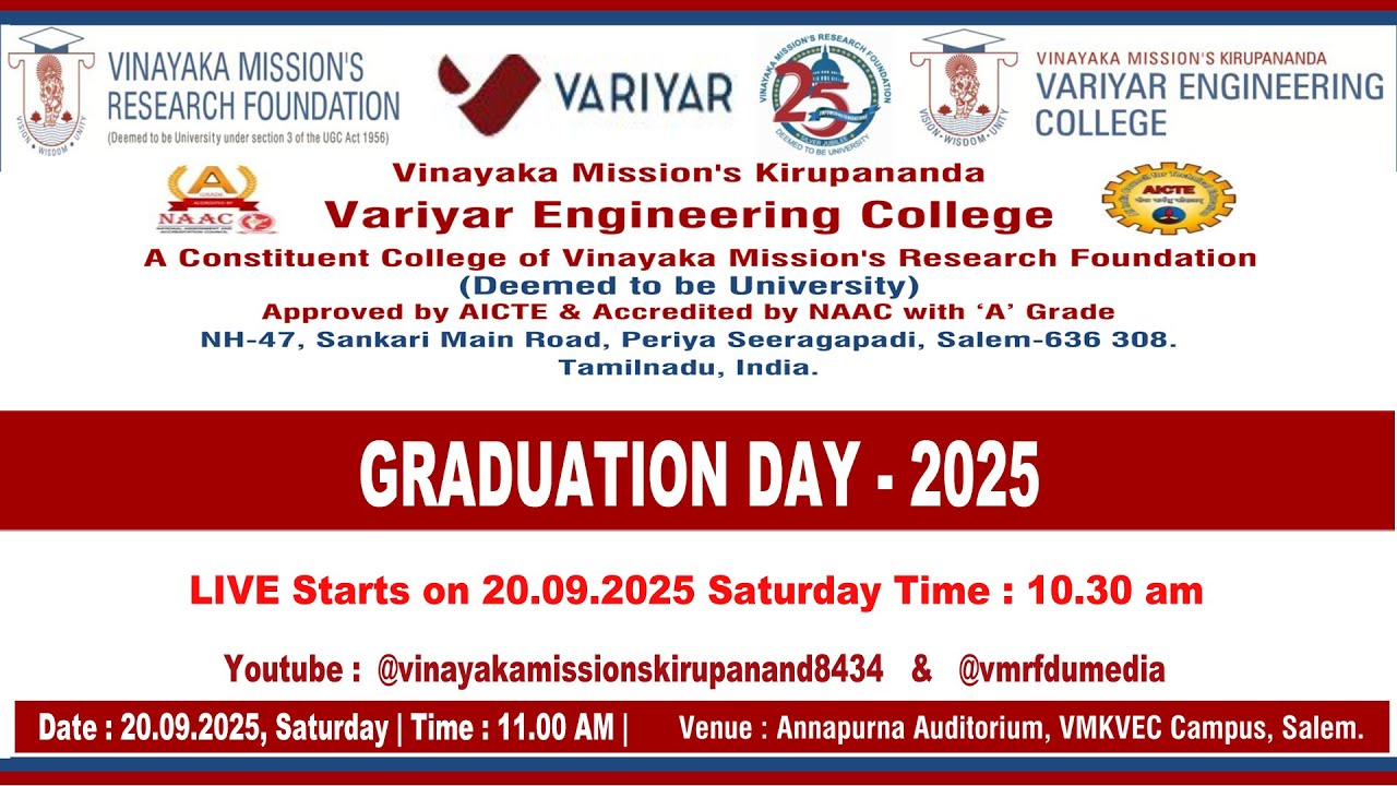 VMKVEC GRADUATION DAY - 2025 ‪‪@vmrfdumedia‬ ‪@VMKVEC_official‬