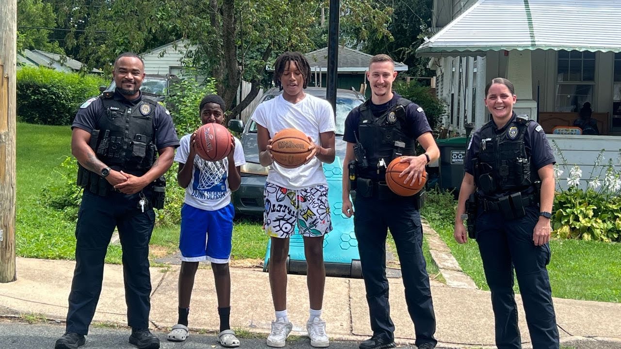 Charlottesville police go viral playing street basketball with kids
