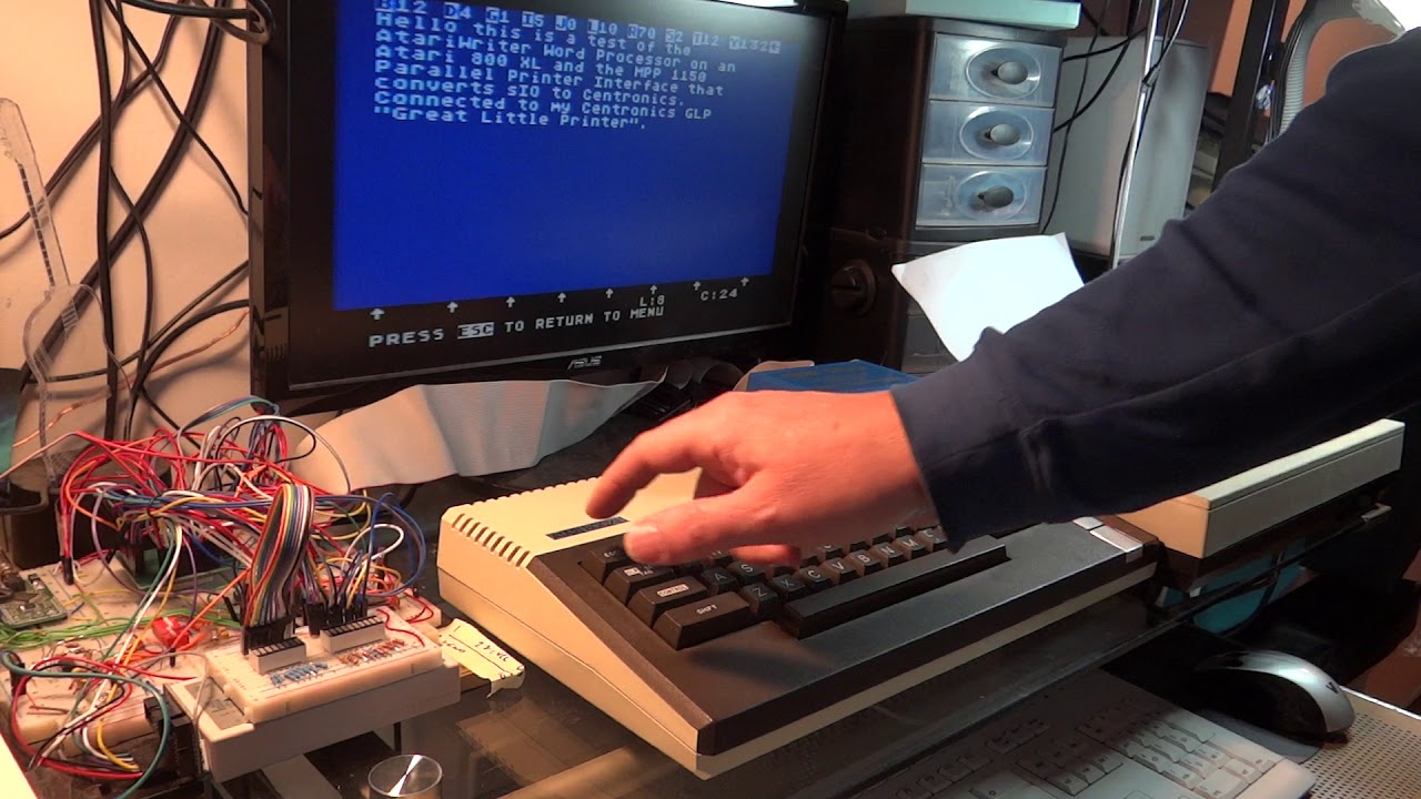 Atari 800 XL, AtariWriter, MPP-1150 Parallel Interface, and Centronics GLP