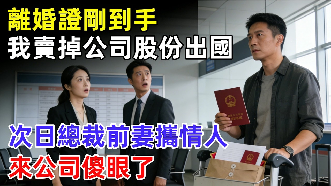 離婚證剛到手，我立馬賣掉公司股份出國，次日總裁前妻攜情人來公司傻眼了#奇聞#故事#完結文