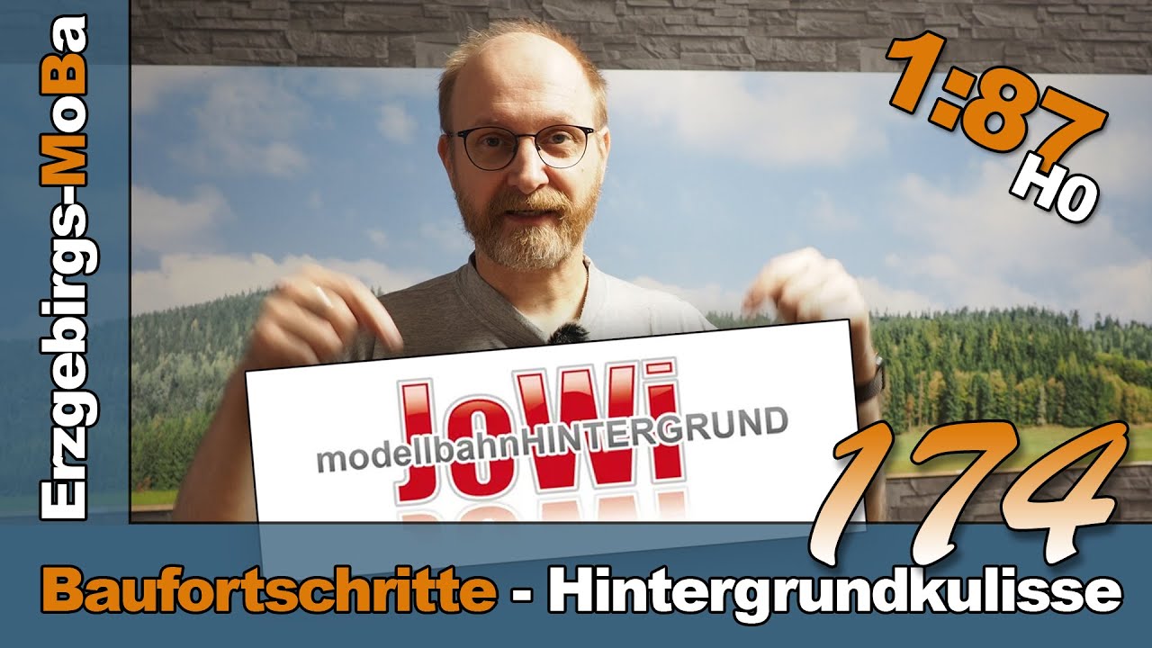 174 - Modellbahn Baufortschritte - Die Hintergrundkulisse wird angebracht- DR 1/87 H0  - (De)