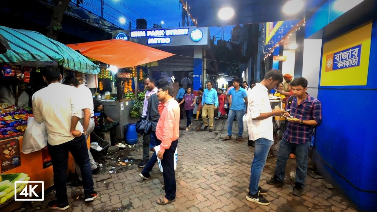 Kolkata Walking Tour in the Evening - Park Street , New Market Kolkata - 4K City Tour