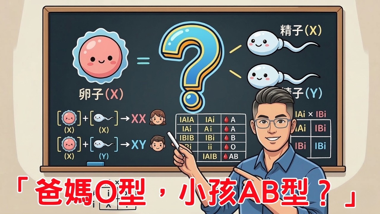 爸媽A型卻生出O型小孩？圖解血型與性別遺傳，這招必考！