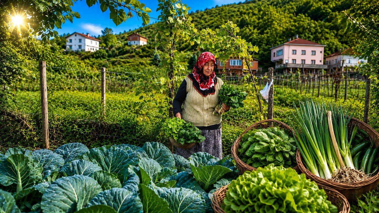 🌞 Köyde Güneşli Gün | 🥬 Ispanak, Marul, Kıvırcık & Pazı Toplama