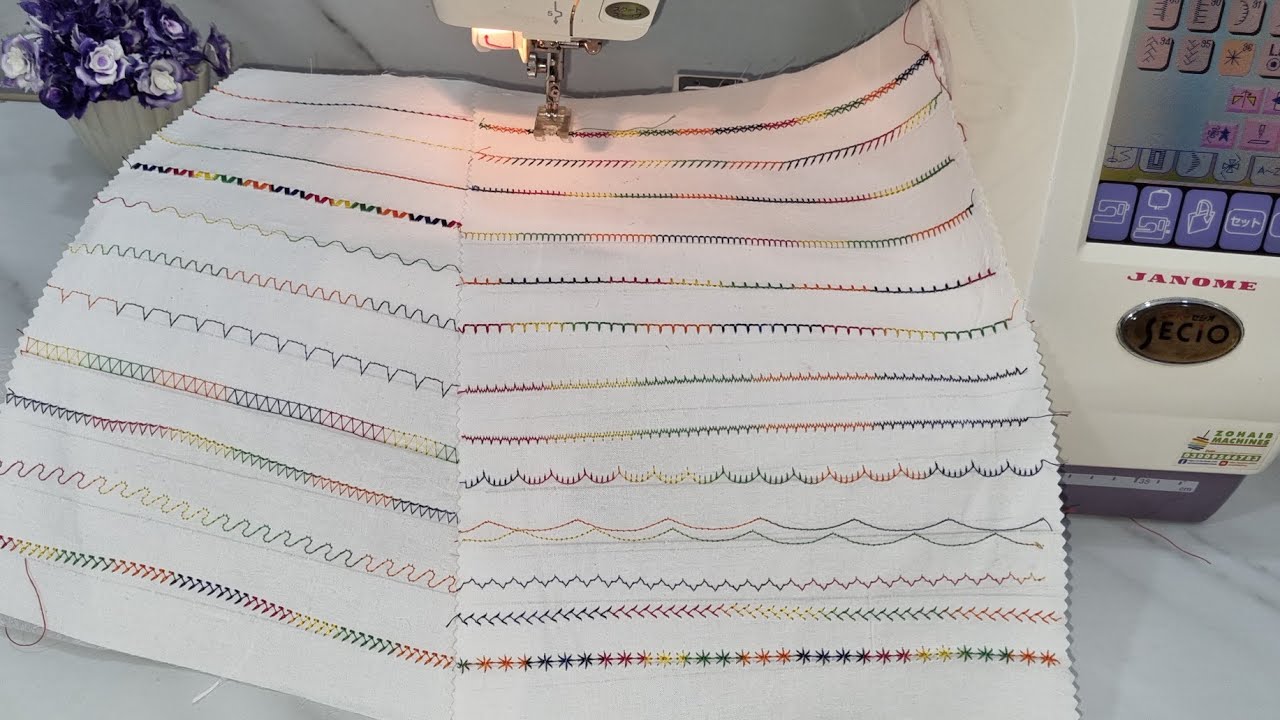 JANOME SECIO 9500/MC10001: Decorative Stitches/Embroidery Patterns Demo Part 2/10