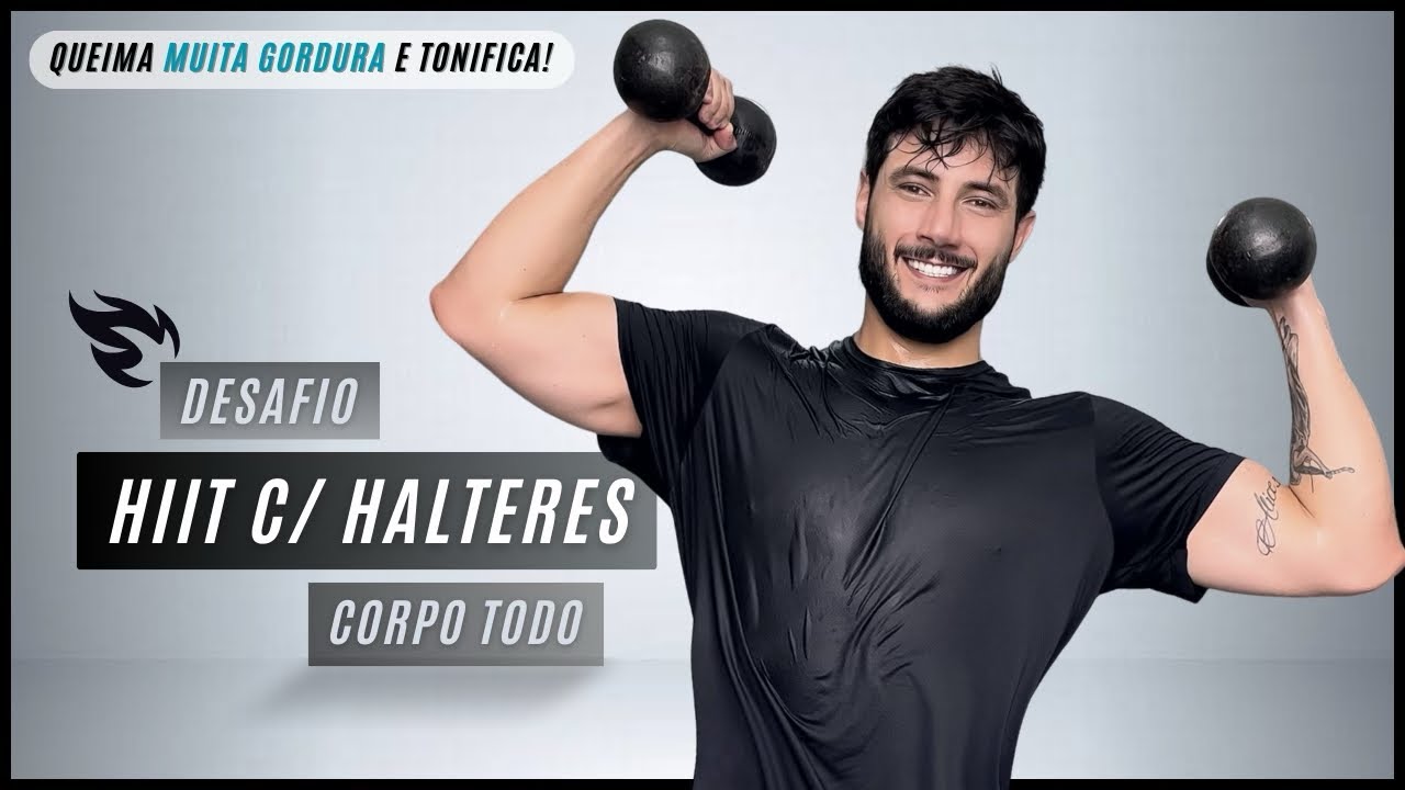 Treino de corpo inteiro com halteres de 20 minutos - treino de muscula&ccedil;&atilde;o (em casa, sem repeti&ccedil;&otilde;es)