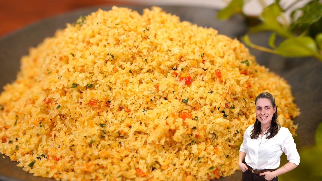 4 INGREDIENTES, FAROFA DE ALHO PERFEITA! DICAS E TRUQUES PRA FICAR SUPER CROCANTE