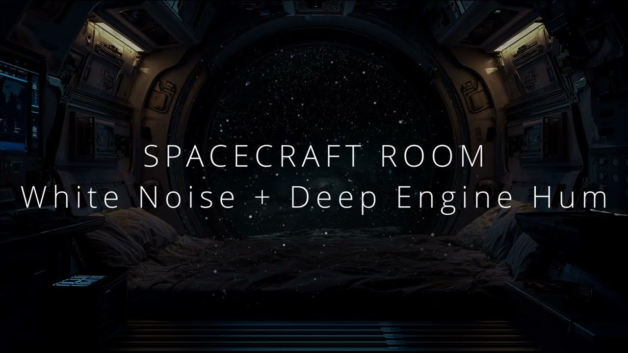 Spaceship Sleep Room | White Noise with Deep Hum | 8 Hours Galaxy Low Frequency Ambience