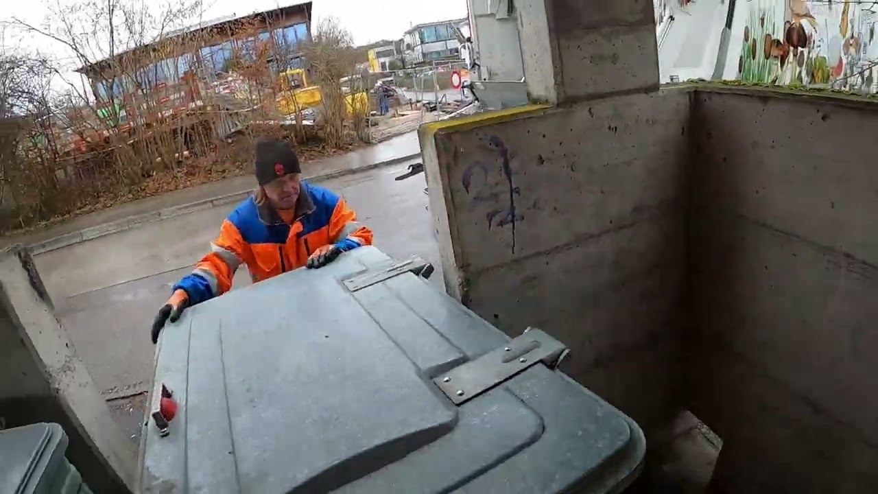 Garbage Truck vs. Trash  Waste  Rain Day POV
