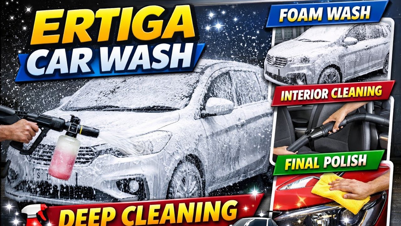 Maruti Ertiga Car Washing | Full Foam Wash & Interior Cleaning | Step-by-Step Car Care Guide 🚗✨