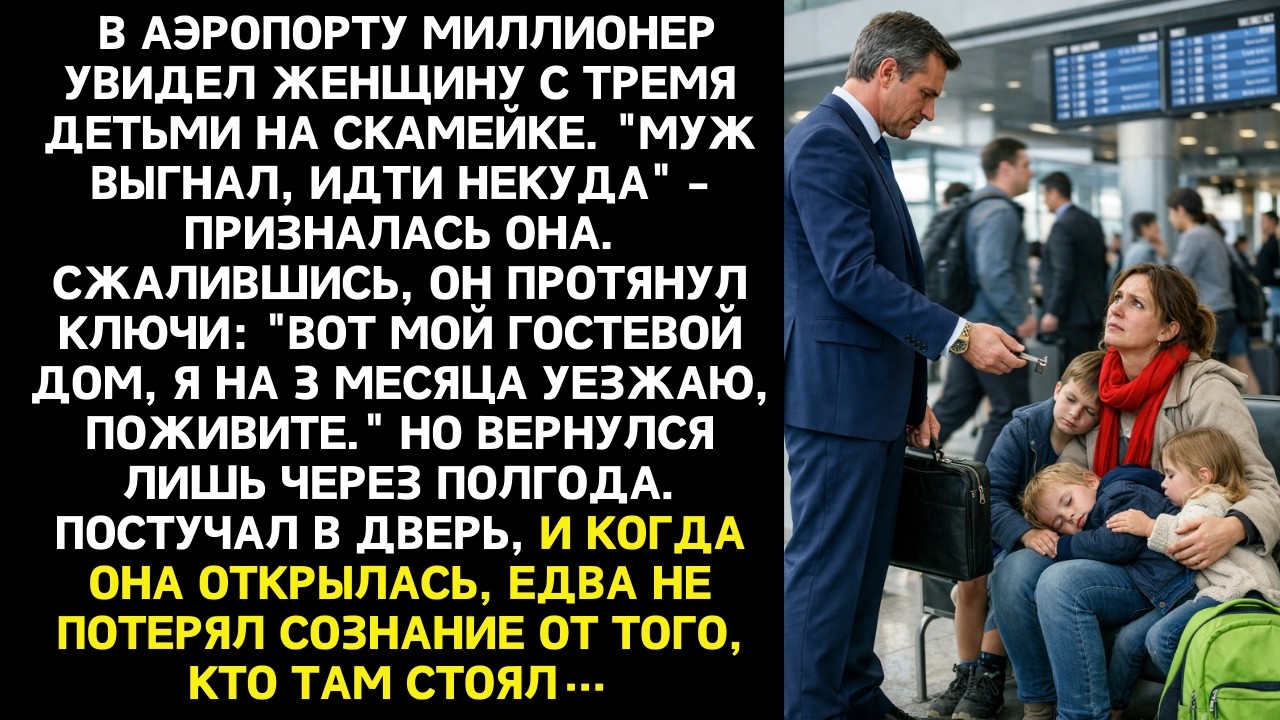 РЕШИВ ПОМОЧЬ Миллионер Отдал Ключи От Дома Незнакомке в аеропорту с Детьми. Поживите, Пока Я Вернусь