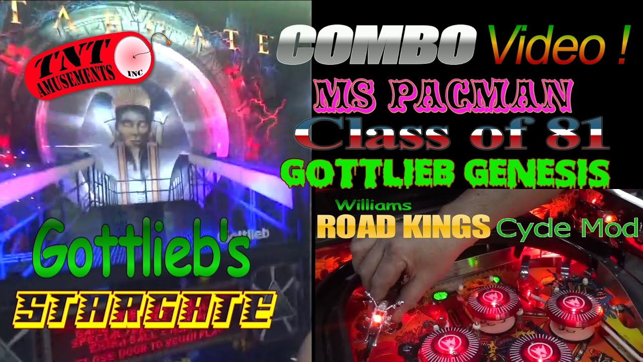 #912 Gottlieb STARGATE & GENESIS Pinball, Williams ROAD KINGS-COMBO Video! TNT Amusements