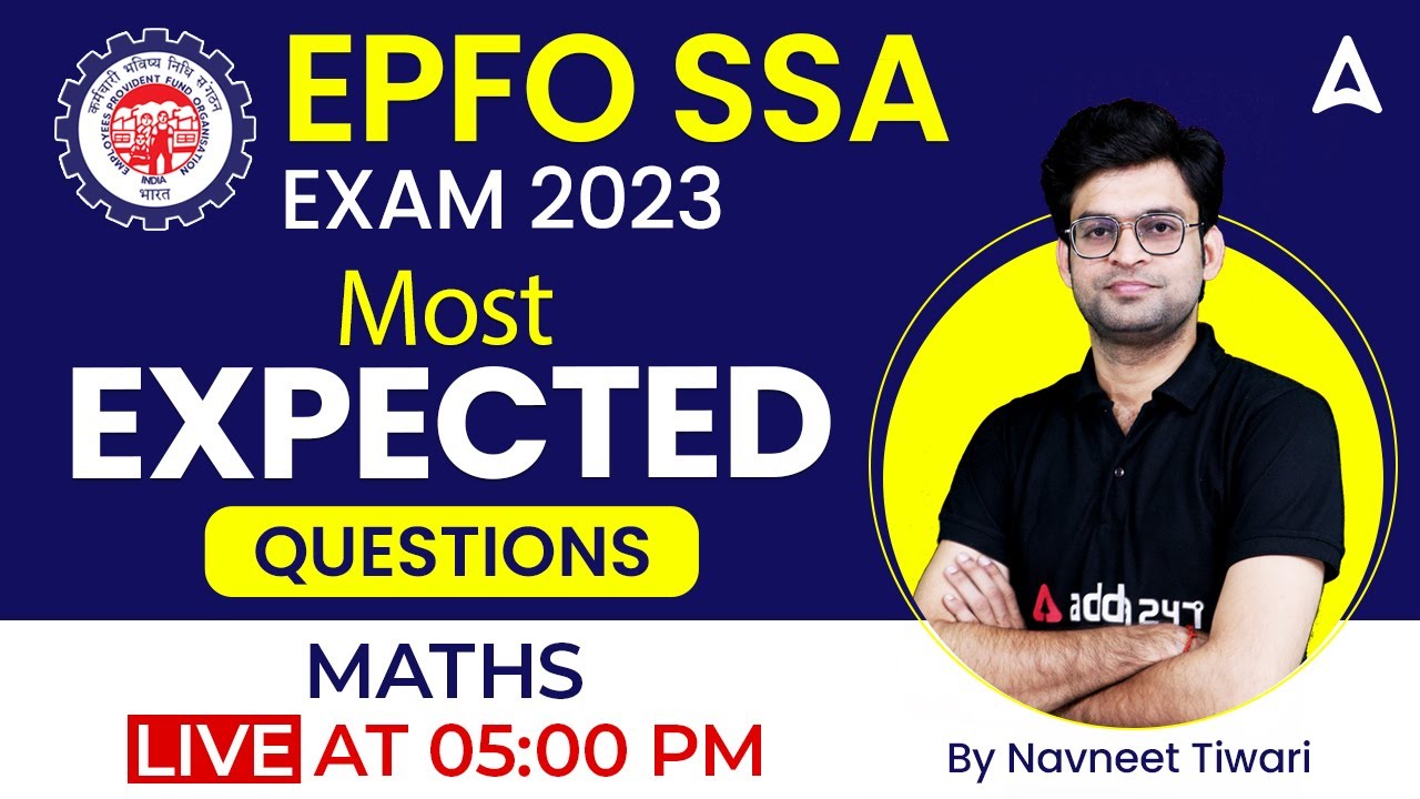 EPFO SSA 2023 | EPFO SSA Maths Most Expected Questions | Maths By Navneet Tiwari
