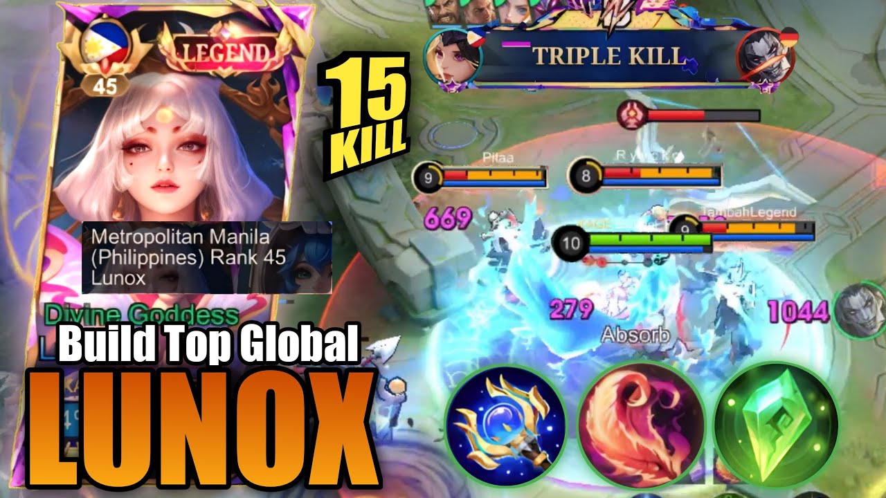 Finally!! Philippines (metropolitan) No.45 Lunox || BEST BUILD LUNOX 2024