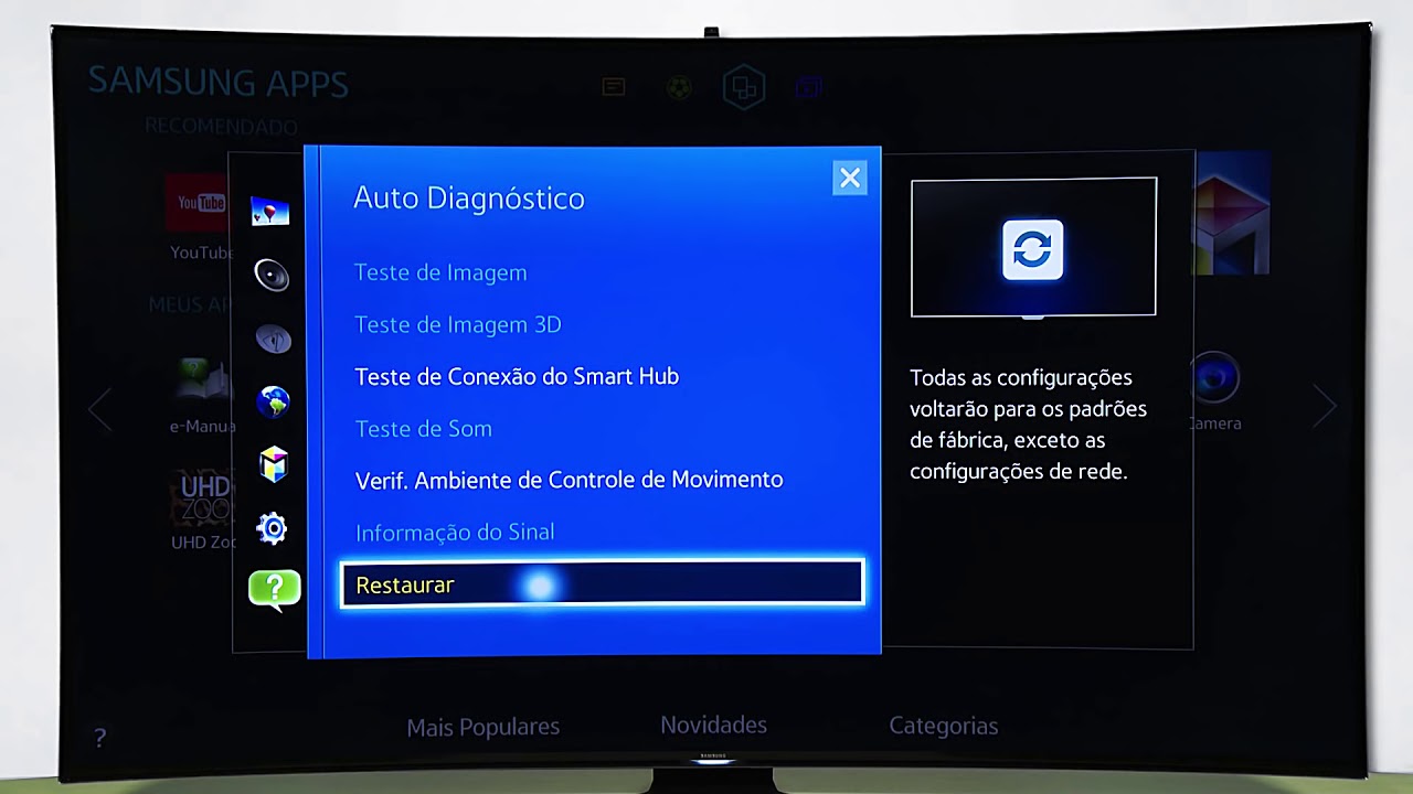 Samsung | Como restaurar as configurações de fábrica das TVs Samsung Série H