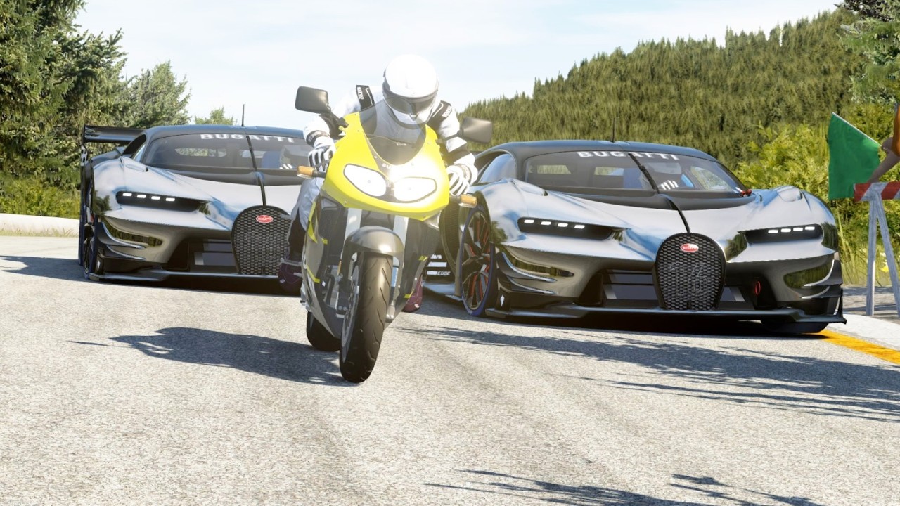 Suzuki LT1000R vs Bugatti Vision GT, McLaren W1, Ferrari SF90, Bugatti Chiron Pur Sport