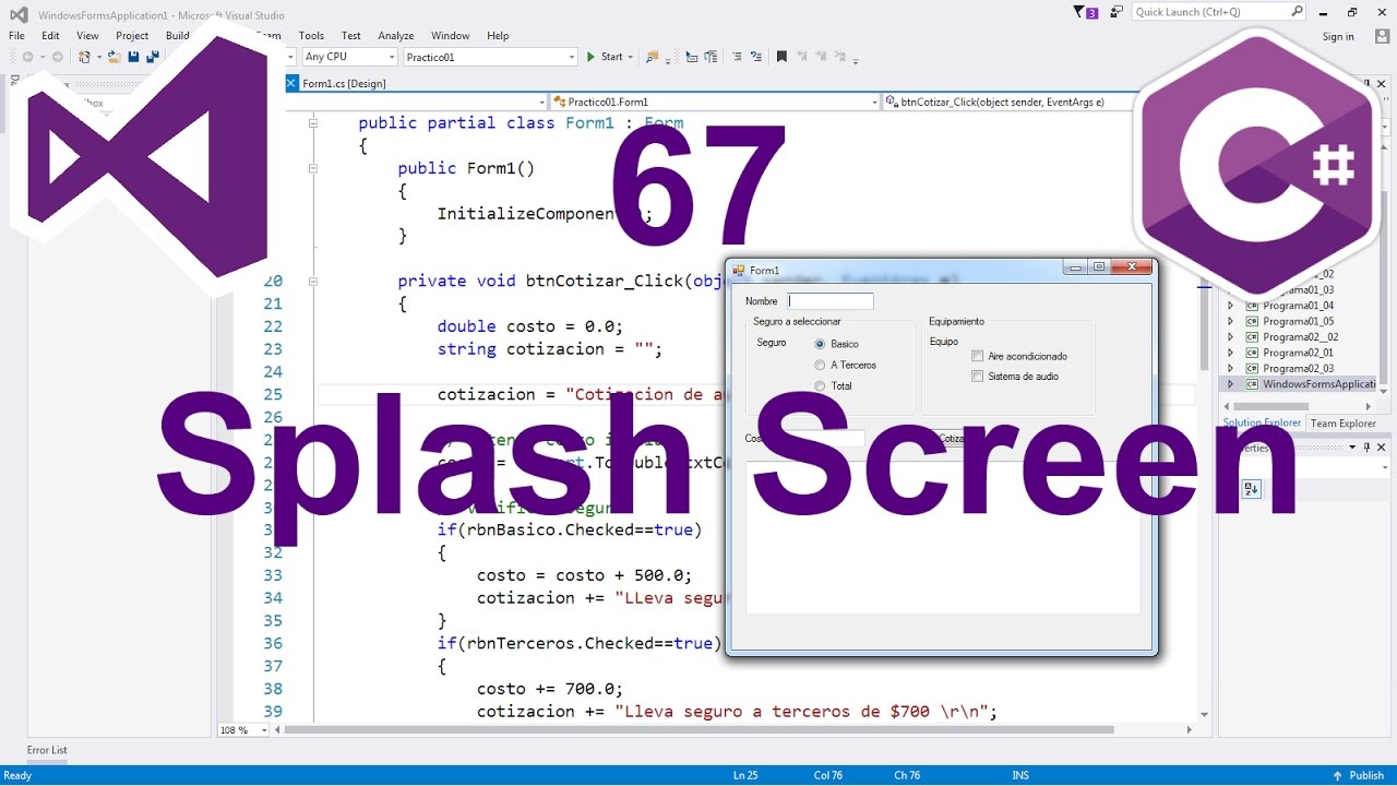 Programación Windows Forms C# 67 --- SplashScreen
