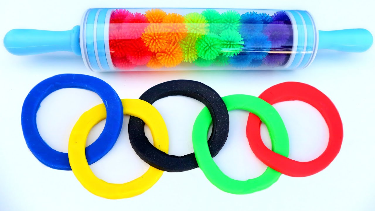 Play Doh Olympics Games Kids Rainbow Roller Pin Playdough Plasticine Fun