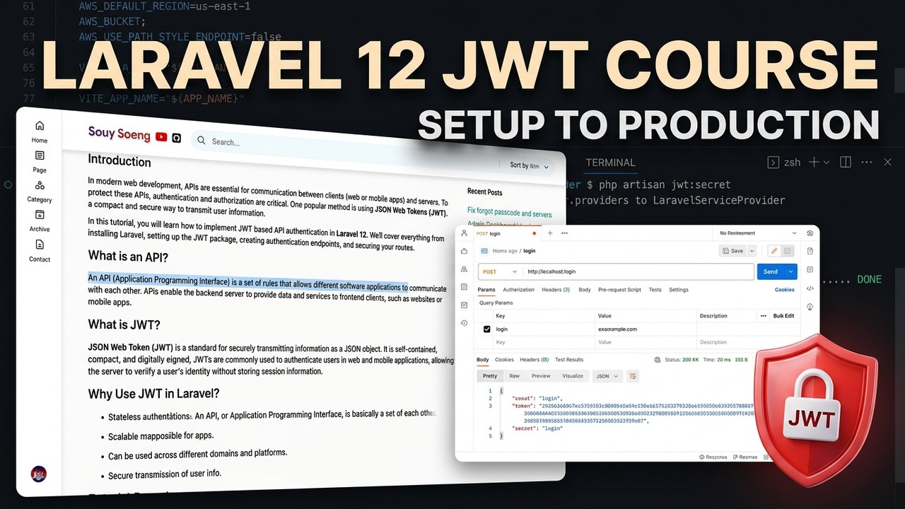 Laravel 12 JWT API Tutorial | Full Course for Beginners